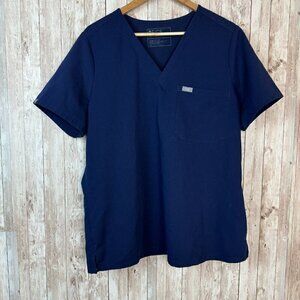 Figs Technical Collection Womens Short Sleeve Scrub Shirt Nursing Navy Blue XL